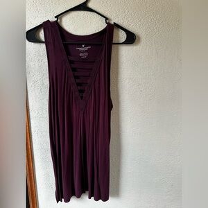 American Eagle Outfitters Strappy V-Neck tank  - Maroon